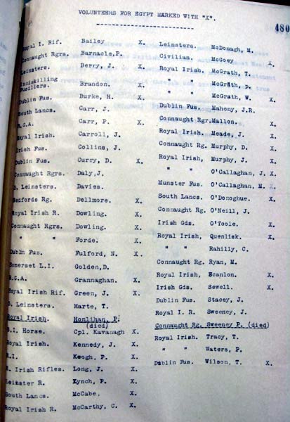 Mahony's list of Irish Brigade